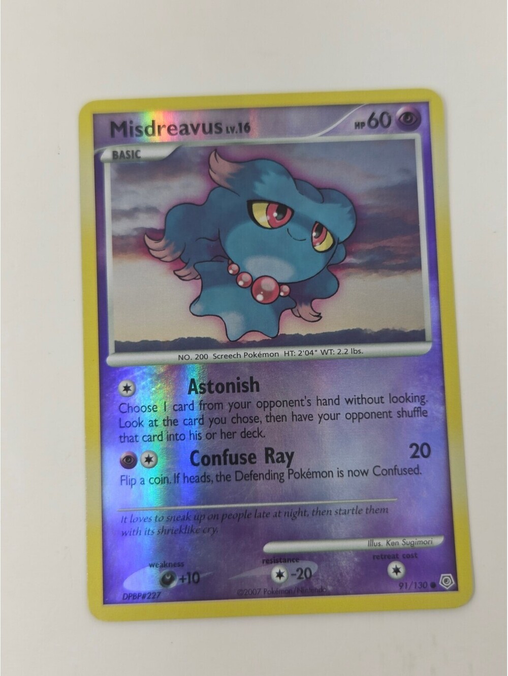 Pokémon Misdreavus LV.16 91/130 2007 Card Diamond & Pearl Series Holo